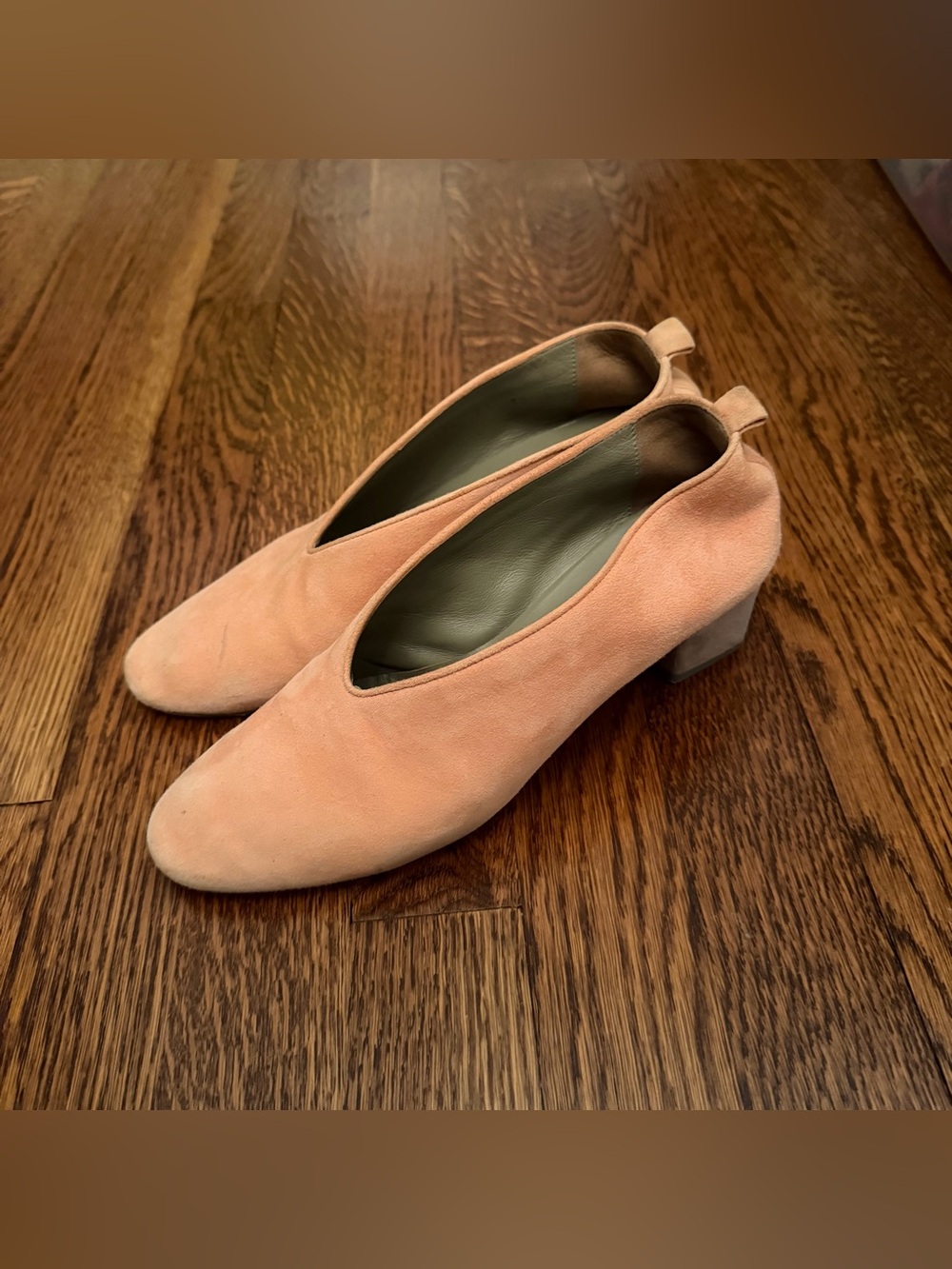 Gray Matters Mildred Pump / Kitten Heel in Pink and Grey Suede